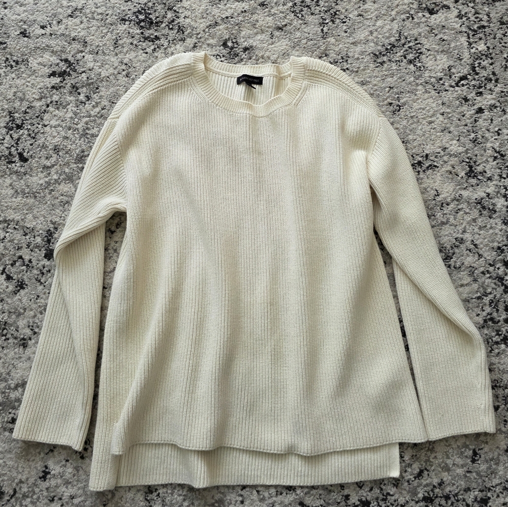 Banana Republic Cotton Blend Knit Sweater Womens L Cream Preppy Cottage Core